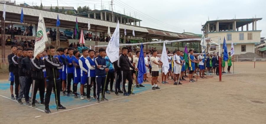 Participating teams during the opening ceremony of the 11th Phom Monyu Open Volleyball Tournament organised by the Longleng Town Students Union at Public Ground Longleng on October 24. (DIPR Photo)